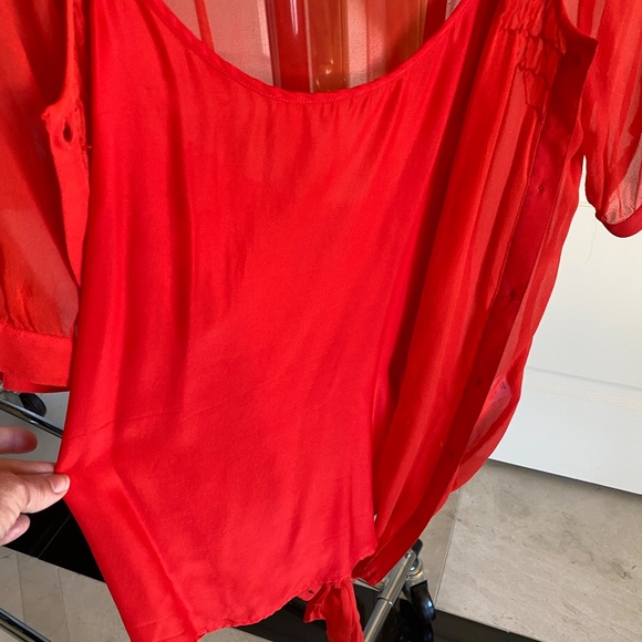 Joie 100% Silk Blouse and matching tank, bright apricot, Size Large - Picture 4 of 11